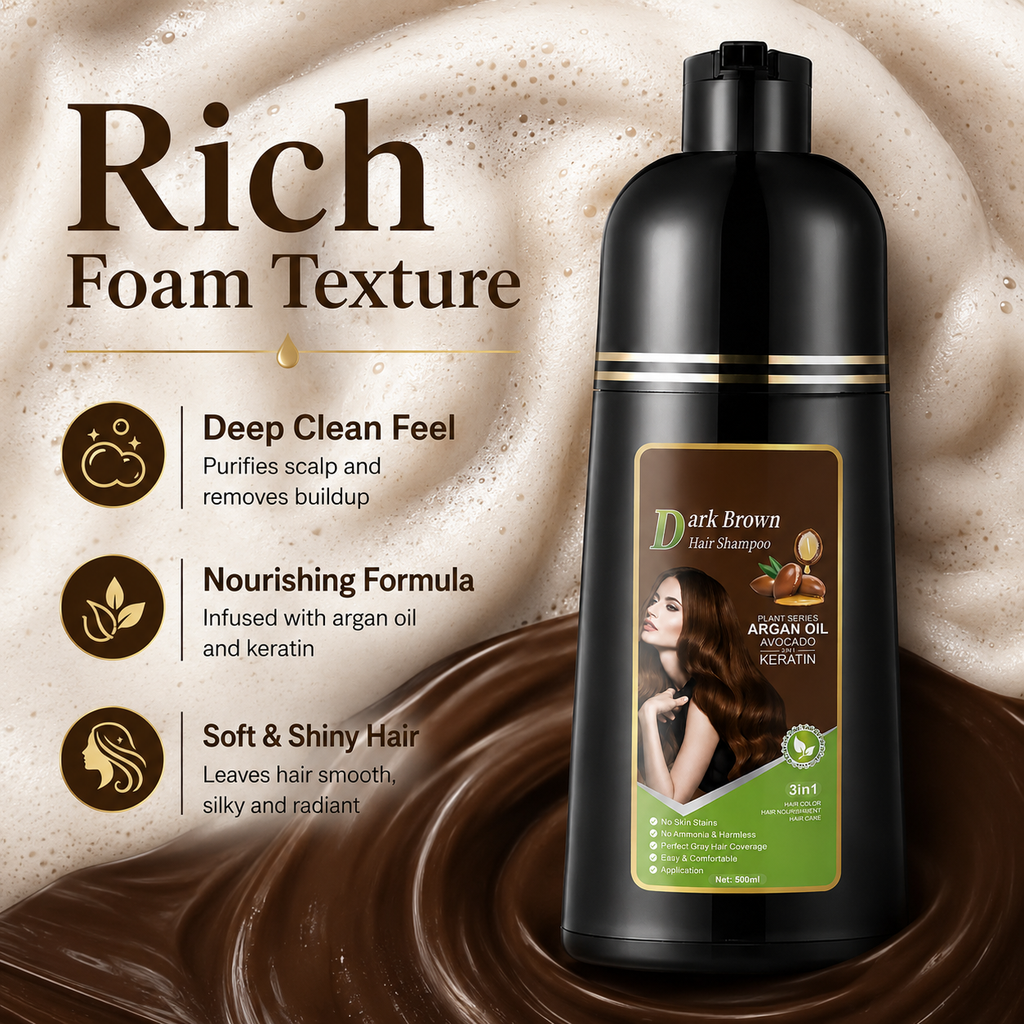 3-in-1 Plant Hair Color Shampoo Dark Brown
