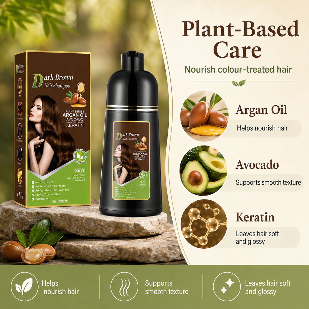 3-in-1 Plant Hair Color Shampoo Dark Brown