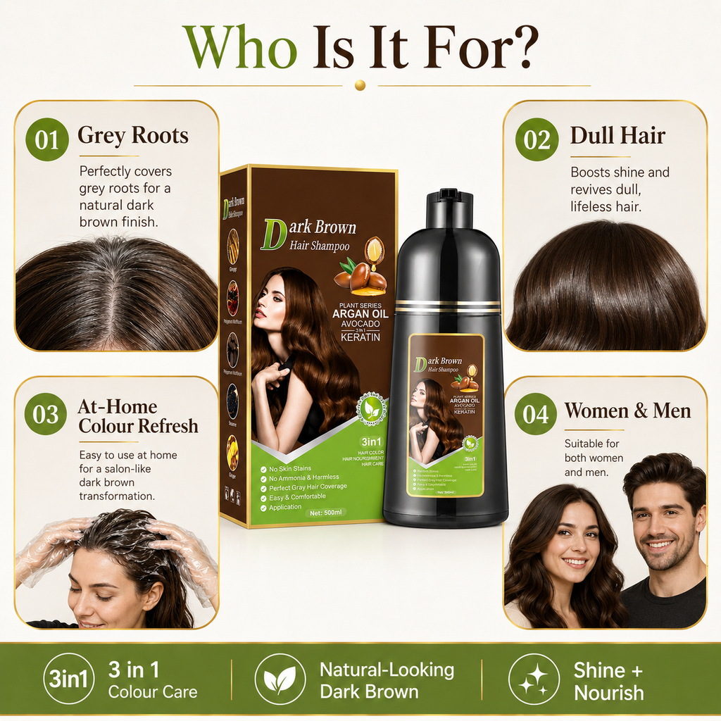 3-in-1 Plant Hair Color Shampoo Dark Brown