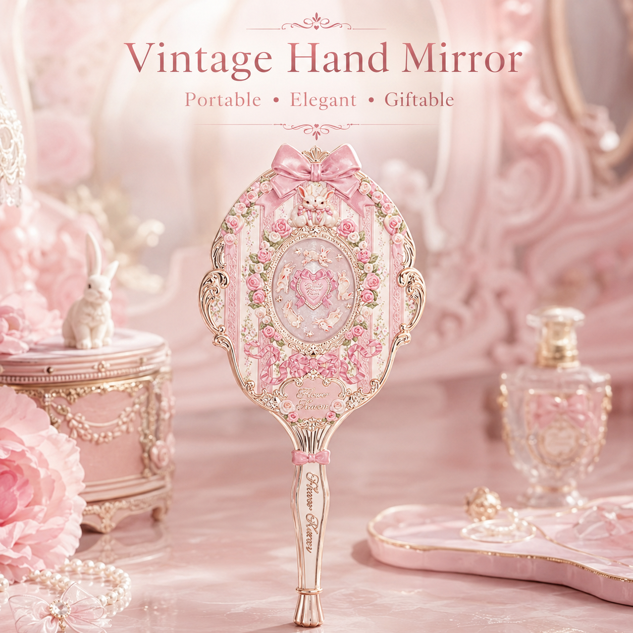 Vintage Bonnie Garden Mirror – Classic Portable Vanity Mirror