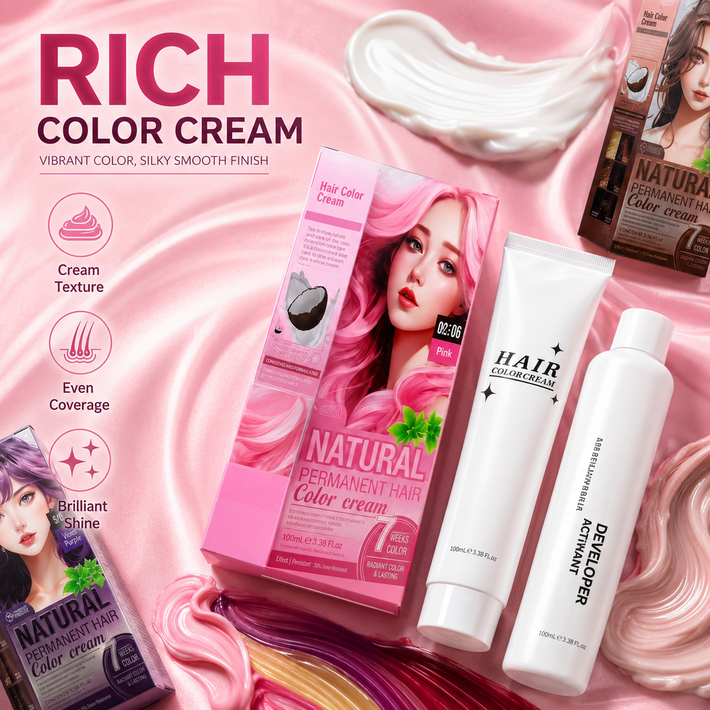 12 Shades Natural Permanent Hair Color Cream Kit