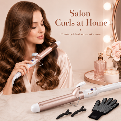 Set de rizador de pelo cerámico de 32 mm con temperatura ajustable