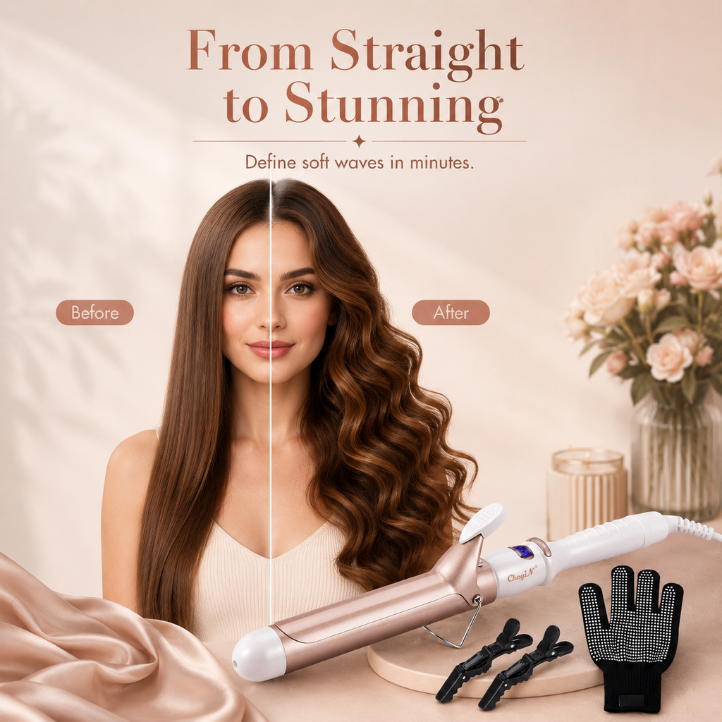 32mm Ceramic Adjustable Temperature Hair Curling Iron Set