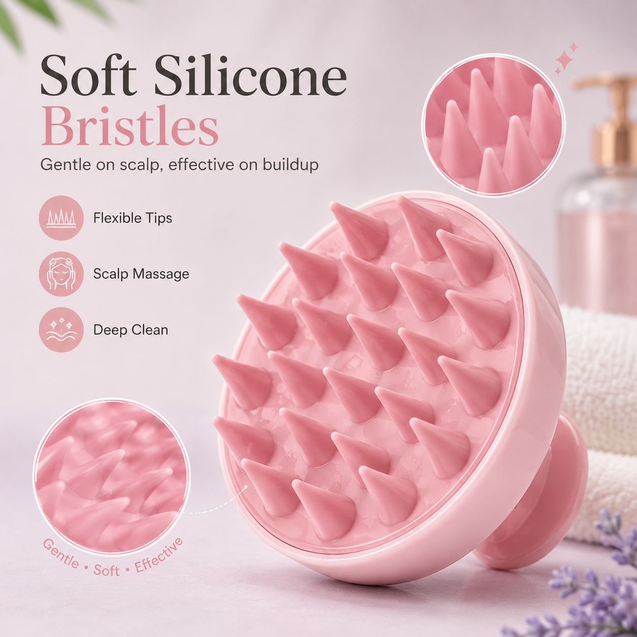 Silicone Scalp Massage Shampoo Brush