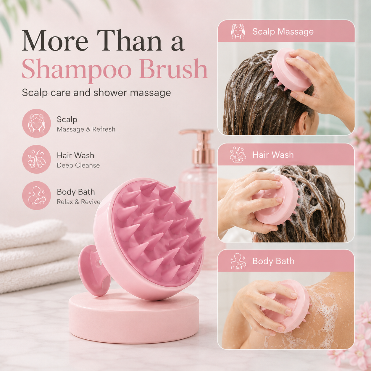 Silicone Scalp Massage Shampoo Brush