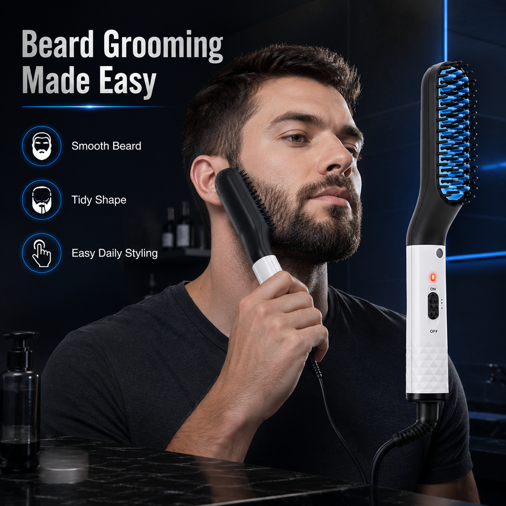 Electric Heating Beard Straightening Brush For Men