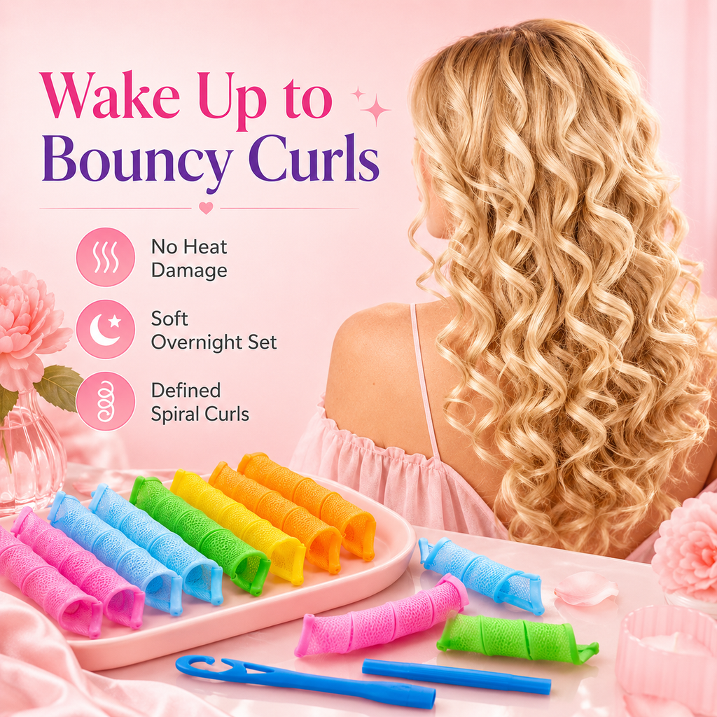 Colorful Heatless Spiral Curler Rollers Kit