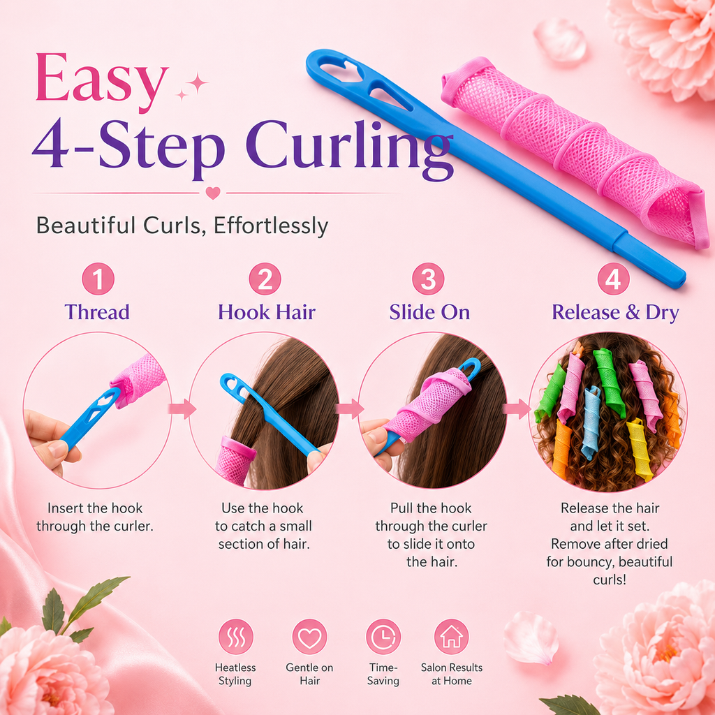 Colorful Heatless Spiral Curler Rollers Kit