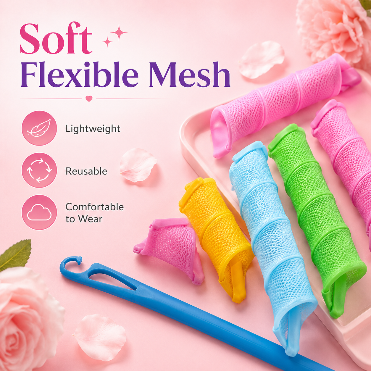 Colorful Heatless Spiral Curler Rollers Kit