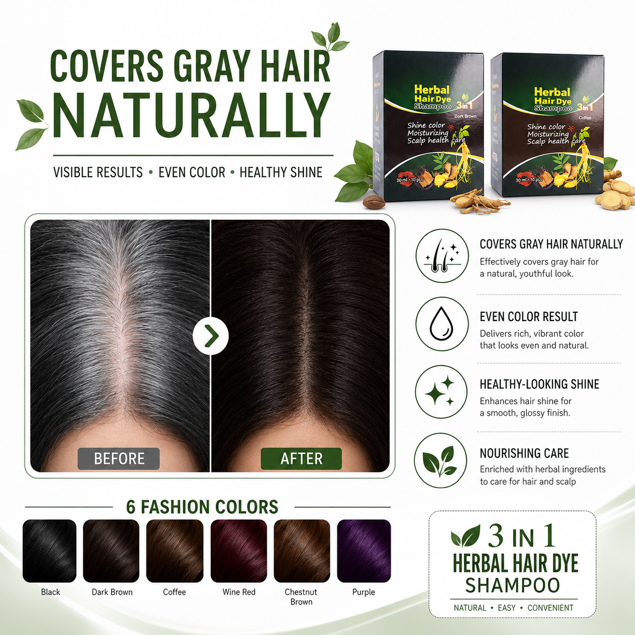 Champú Tinte Herbal 3 en 1