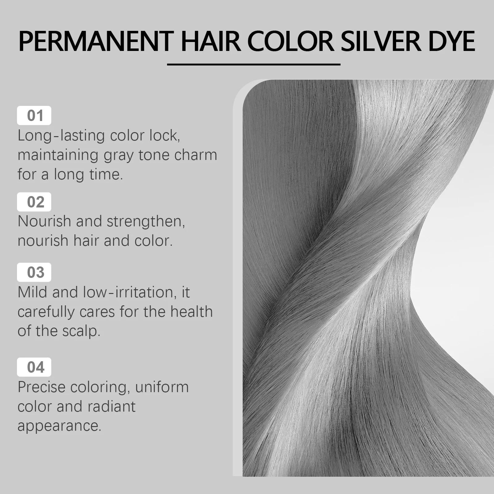 Fashion Silver Permanent Hair Dye Cream
