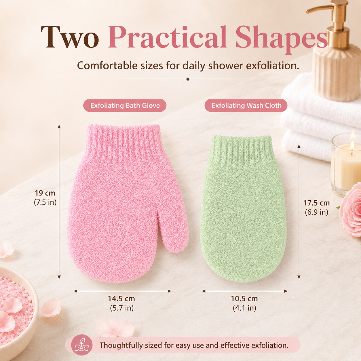 Soft Exfoliating Bath Scrub Gloves, Reusable Body Dead Skin Remover Shower Mittens