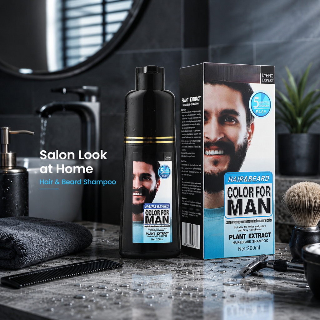 Plant Extract Men Hair & Beard Color Shampoo 200ml