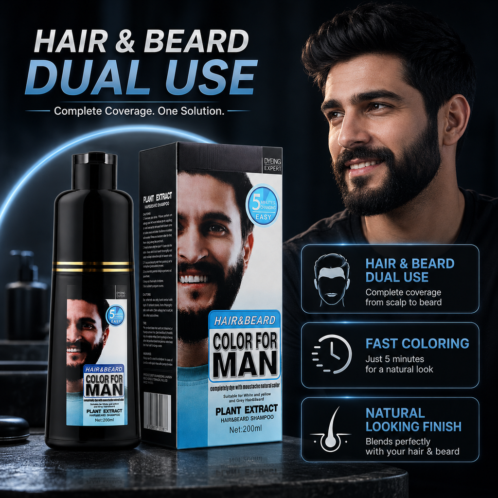 Plant Extract Men Hair & Beard Color Shampoo 200ml