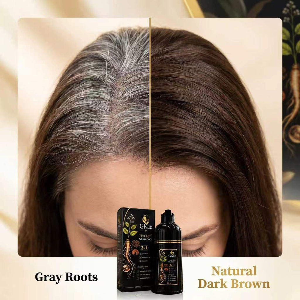 3-in-1 Herbal Hair Dye Shampoo, Quick Easy Gray Hair