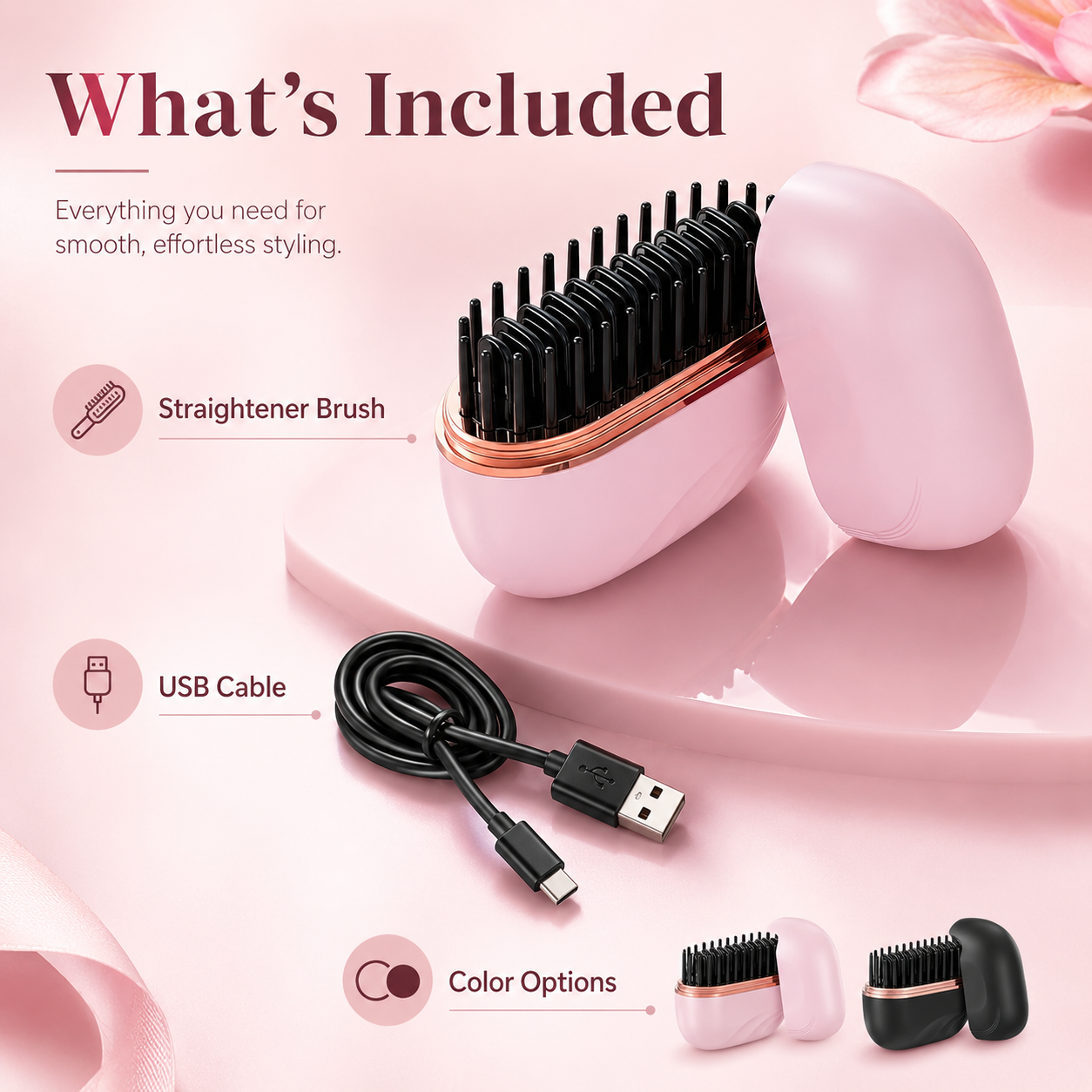 USB Rechargeable Portable Mini Straightener Brush