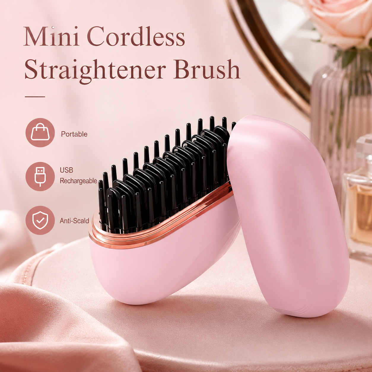 USB Rechargeable Portable Mini Straightener Brush