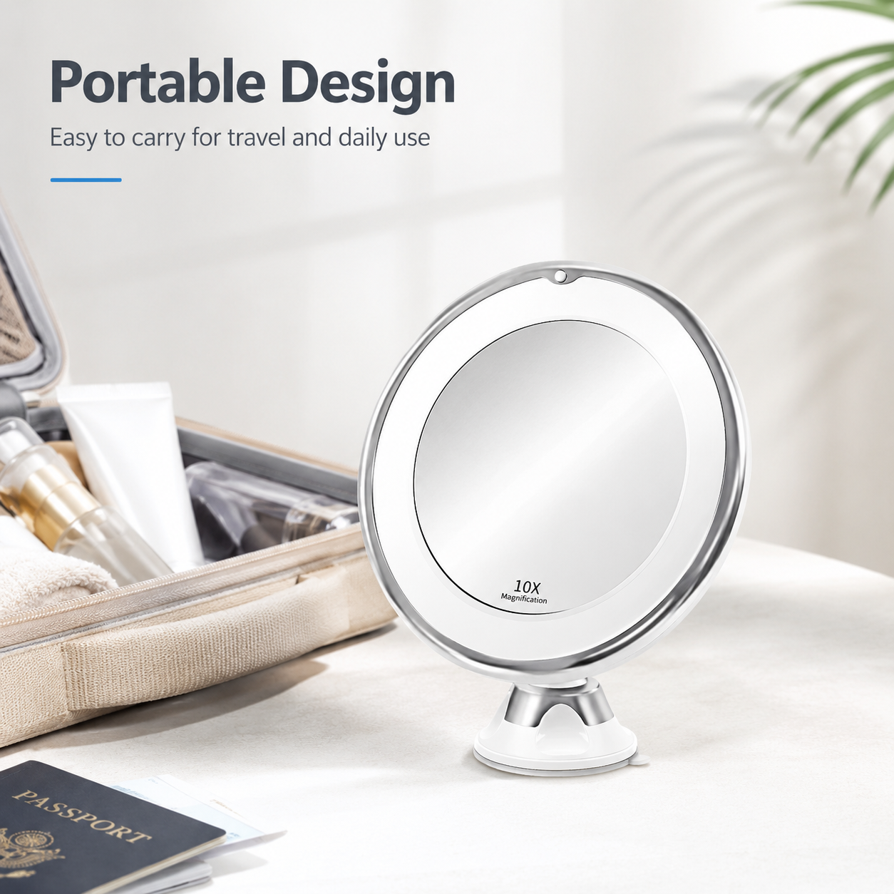 10X Magnification LED Suction Makeup Mirror