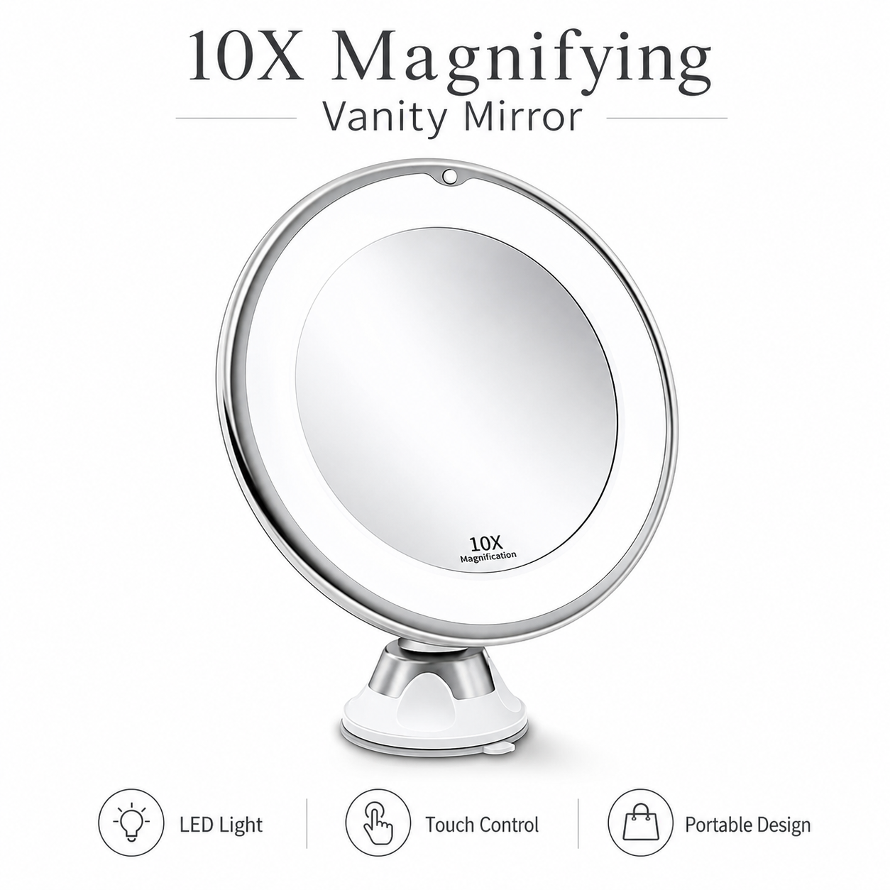 10X Magnification LED Suction Makeup Mirror