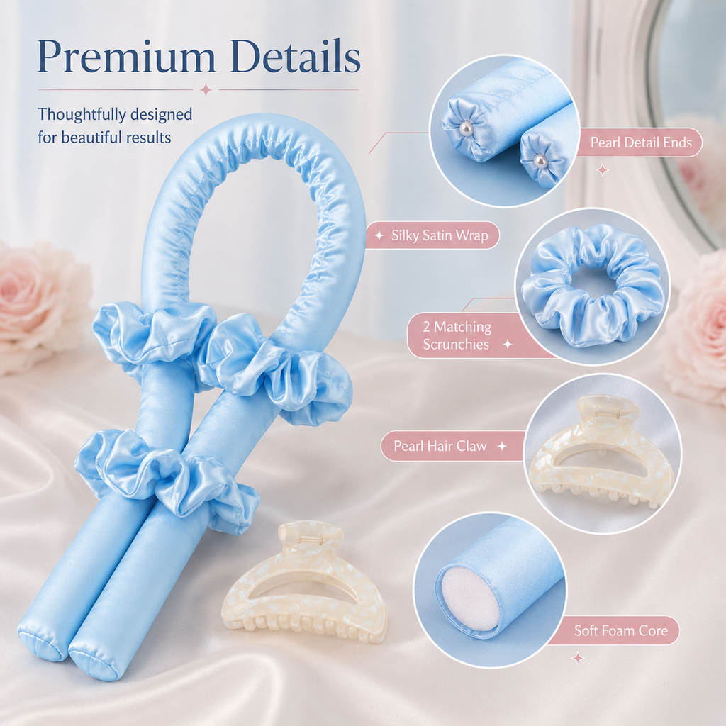 Set de diadema rizadora de satén sin calor, espuma suave, para cabello sin calor