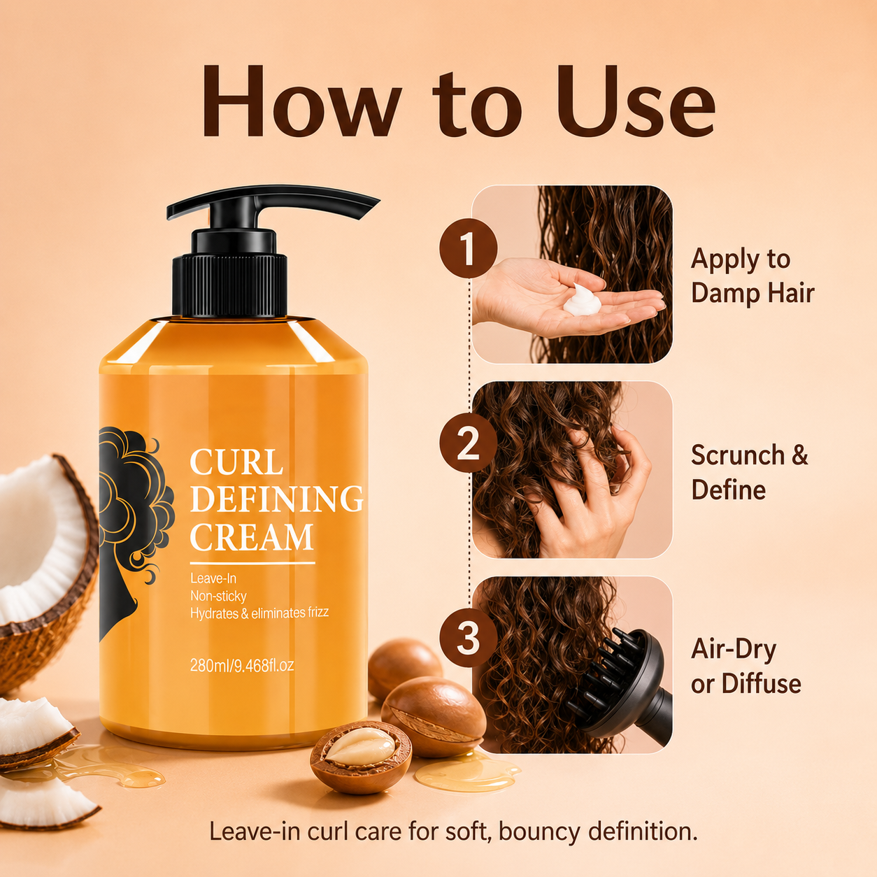 Crema Definidora de Rizos Hidratante No Pegajosa