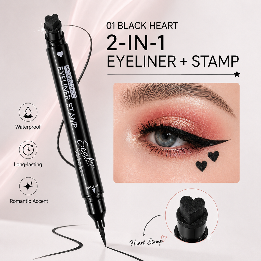 2 In 1 Stamp Liquid Eyeliner Pen, Waterproof Long