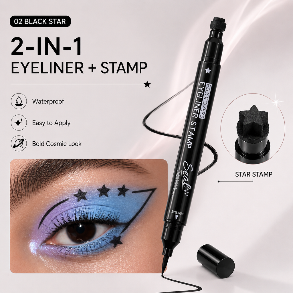 2 In 1 Stamp Liquid Eyeliner Pen, Waterproof Long