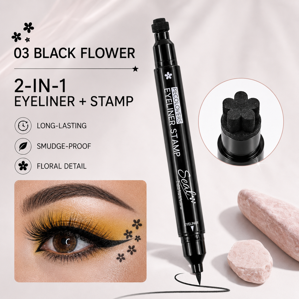 2 In 1 Stamp Liquid Eyeliner Pen, Waterproof Long