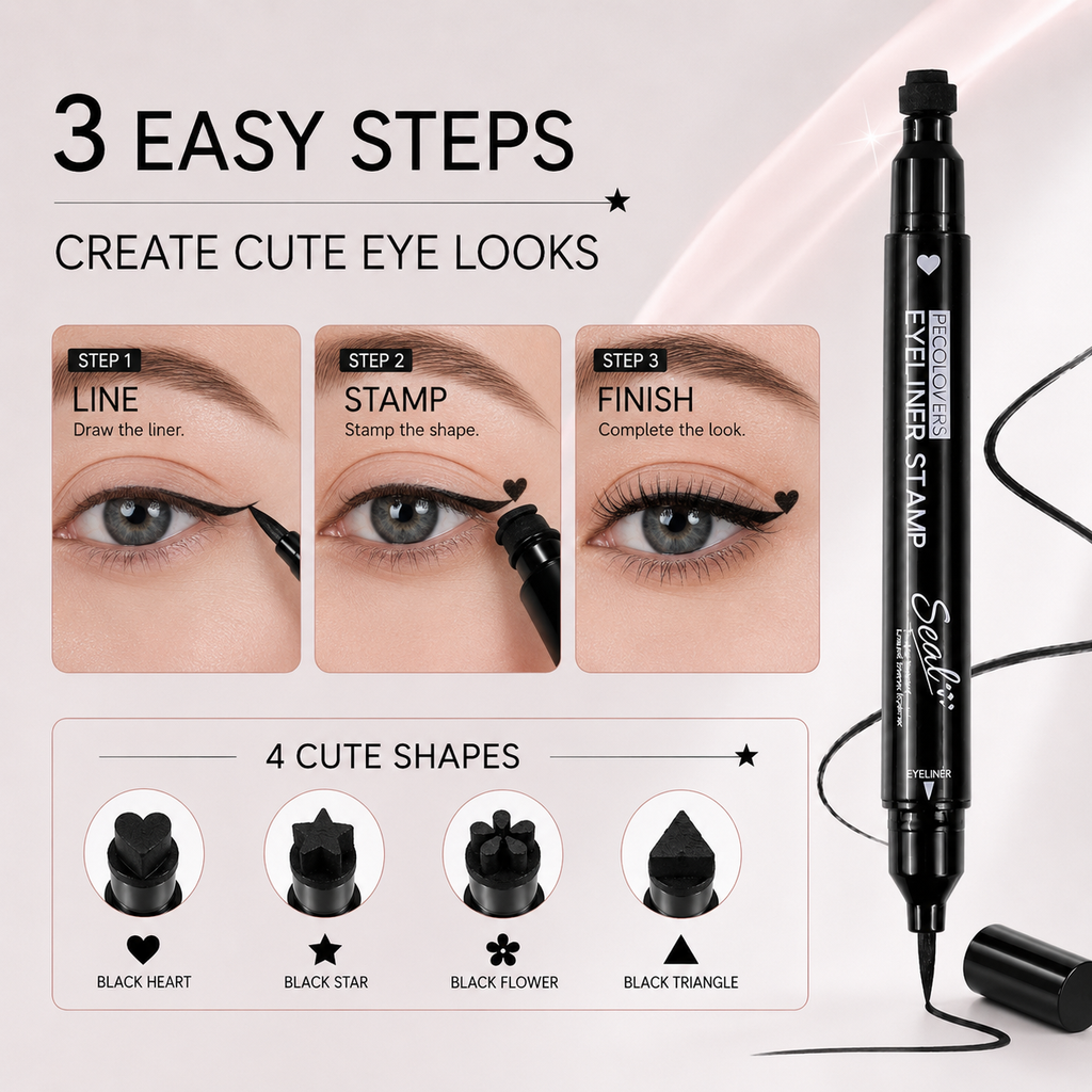2 In 1 Stamp Liquid Eyeliner Pen, Waterproof Long