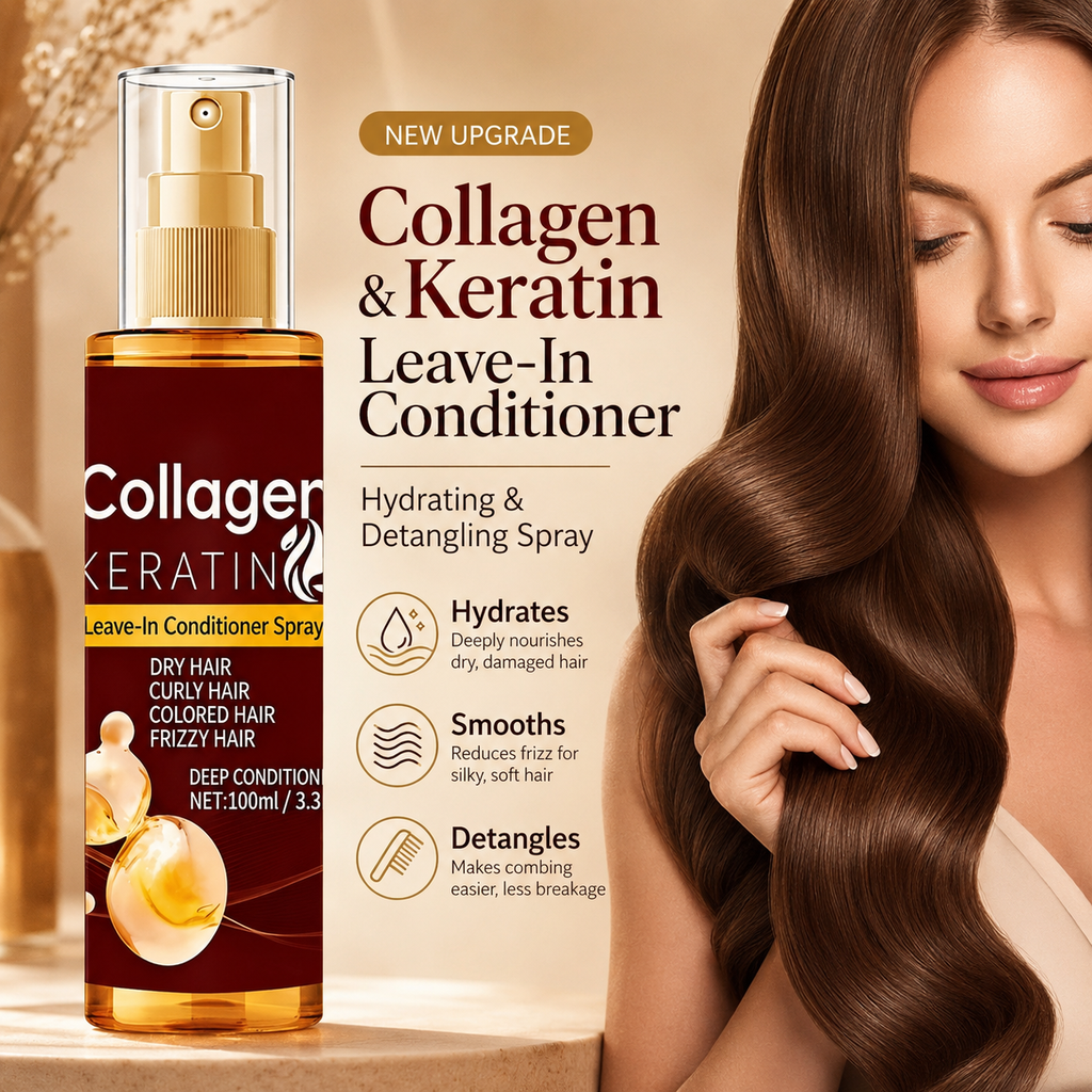 Acondicionador en espray sin enjuague con colágeno y queratina mejorados