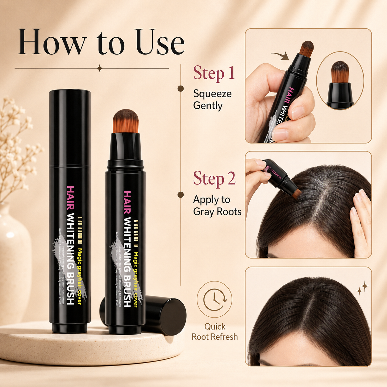 Disposable Instant White Hair Cover Concealer Brush