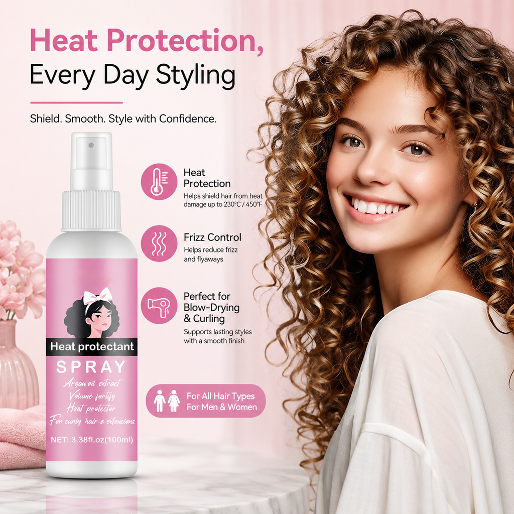 Spray Protector Térmico para el Cabello, Previene el Daño por Calor en Cabello Rizado y Extensiones