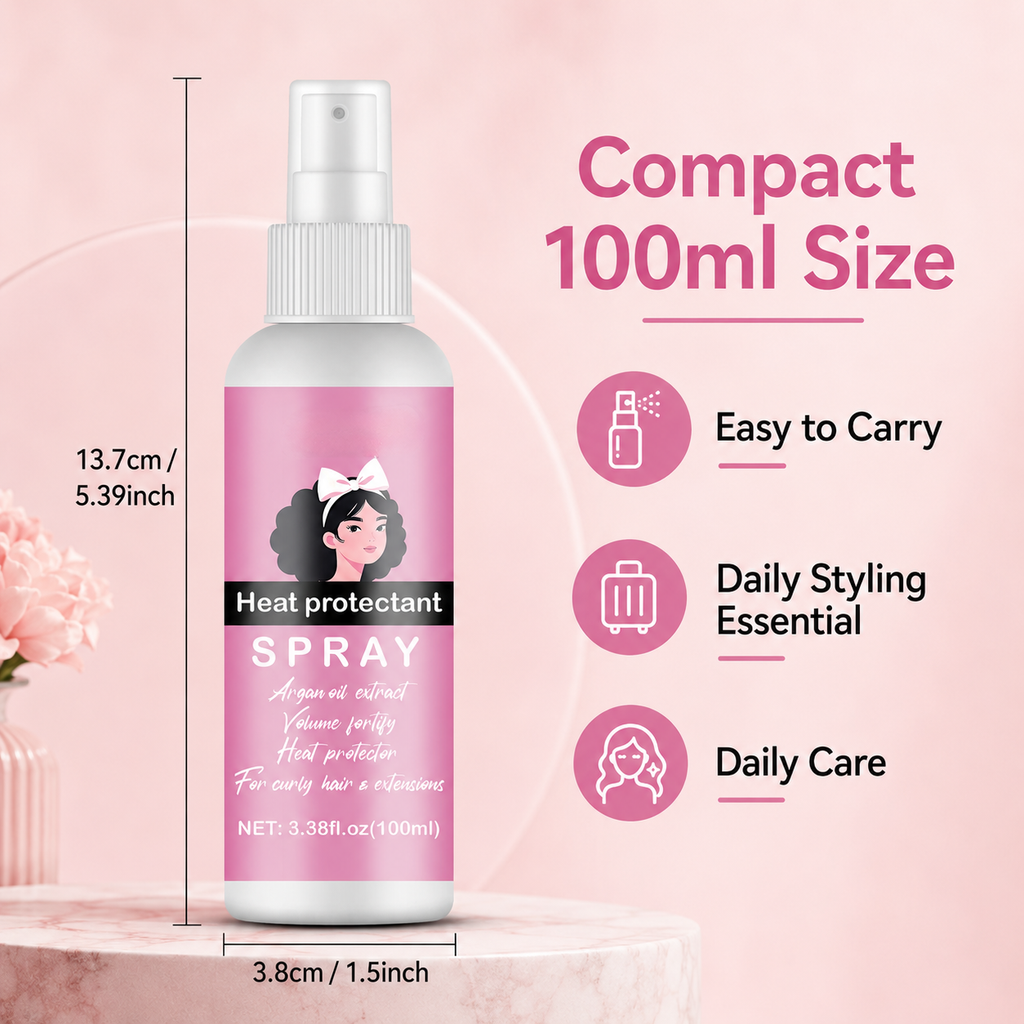 Spray Protector Térmico para el Cabello, Previene el Daño por Calor en Cabello Rizado y Extensiones