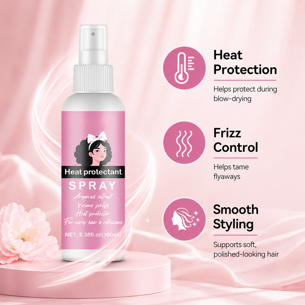 Spray Protector Térmico para el Cabello, Previene el Daño por Calor en Cabello Rizado y Extensiones