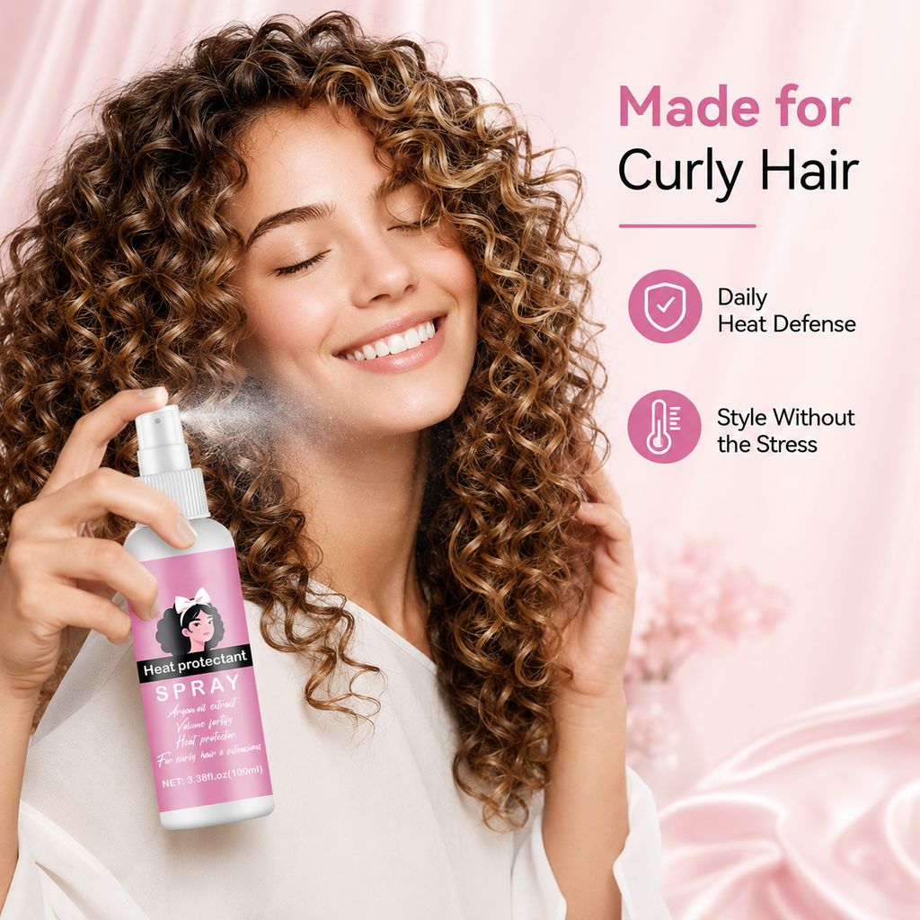 Spray Protector Térmico para el Cabello, Previene el Daño por Calor en Cabello Rizado y Extensiones