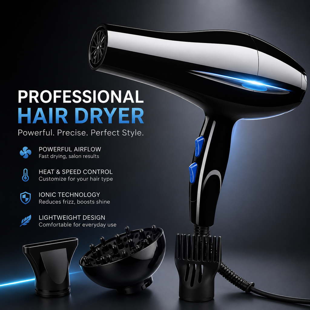 Professional Ionic Fast Drying Hair Dryer Kit