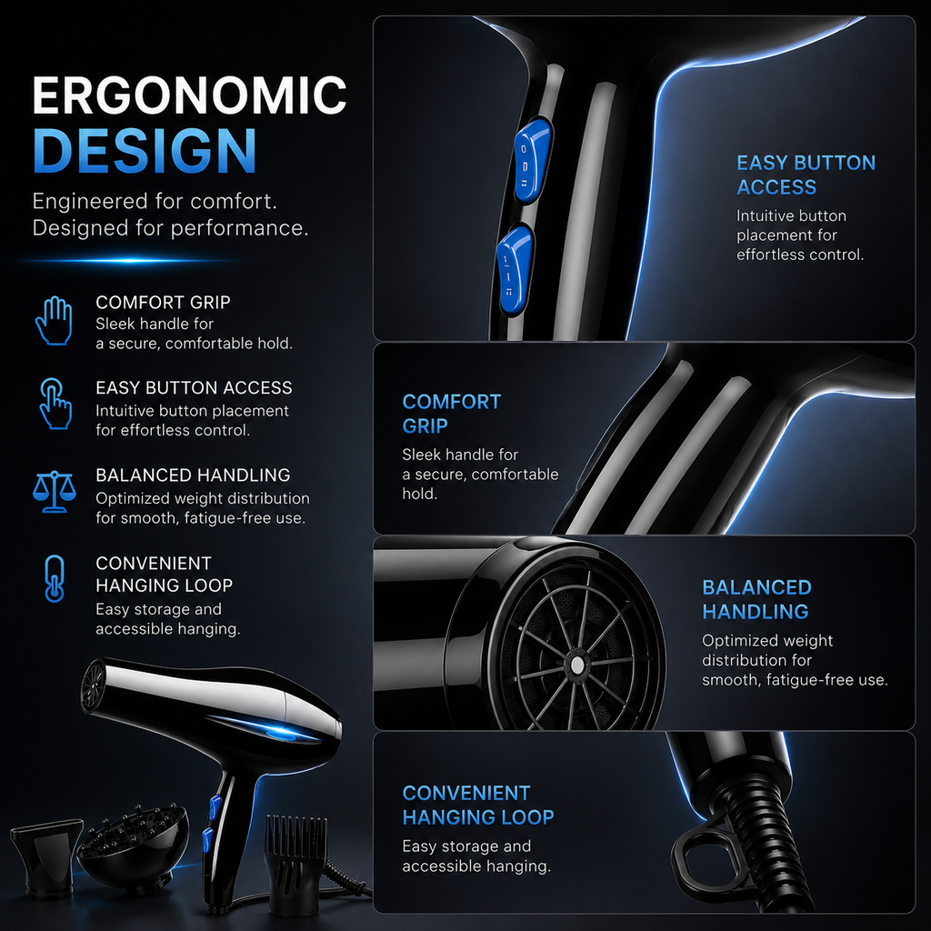 Professional Ionic Fast Drying Hair Dryer Kit