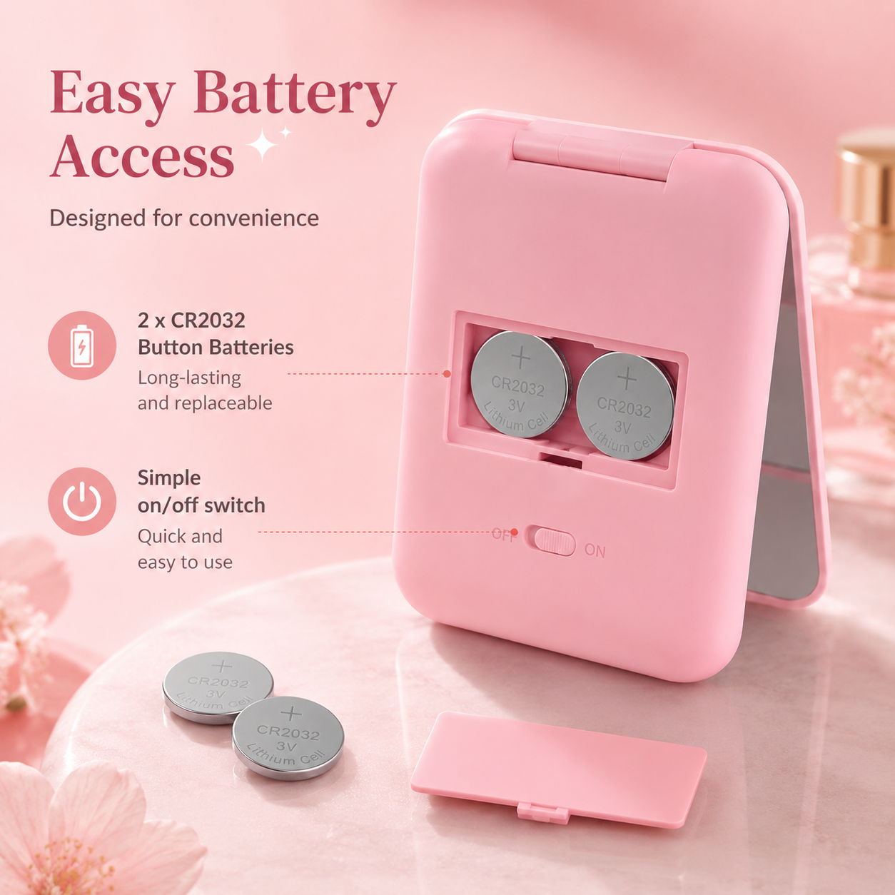 LED Foldable Double Sided Travel Makeup Mirror