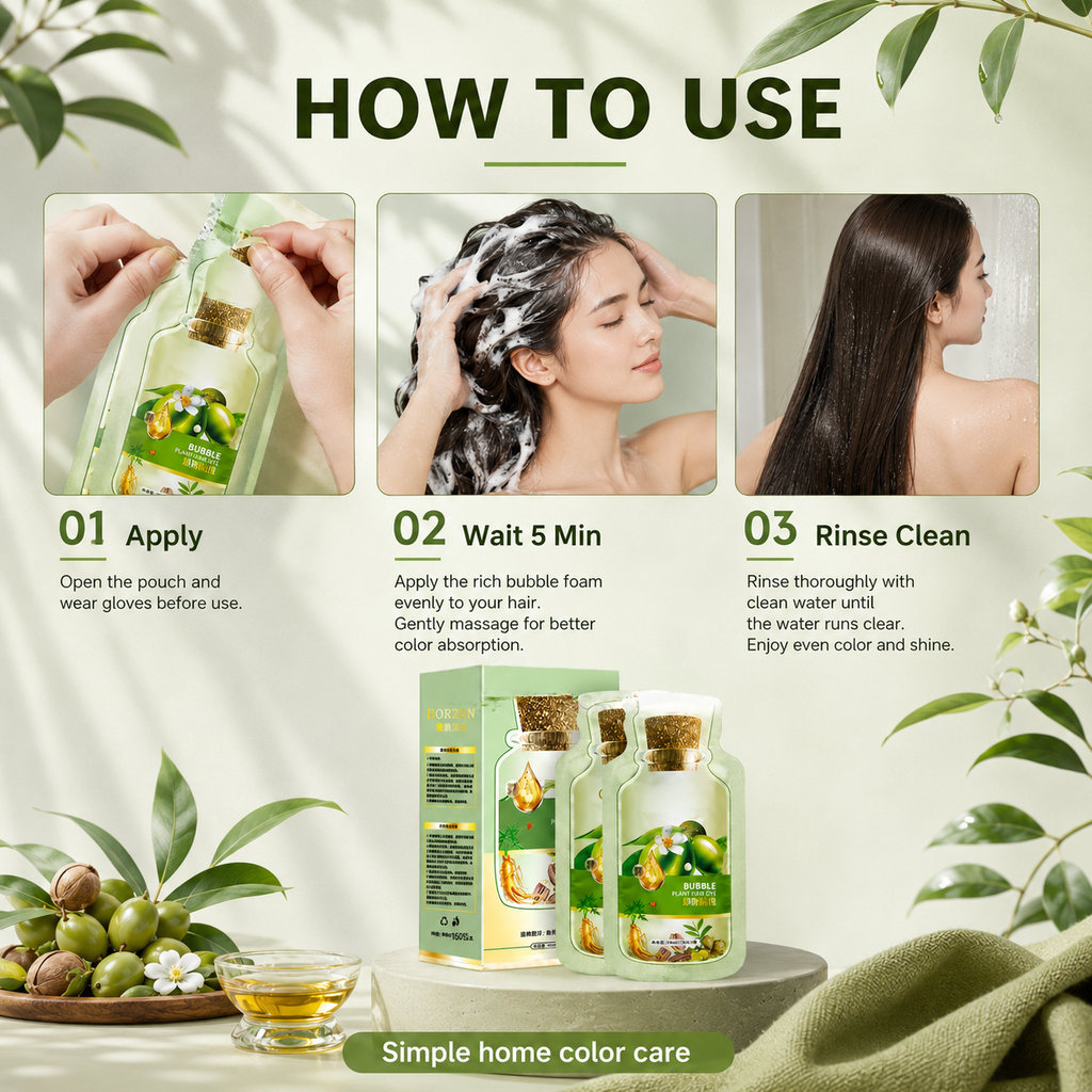 10 Mins Plant Bubble Hair Dye for Gray Coverage