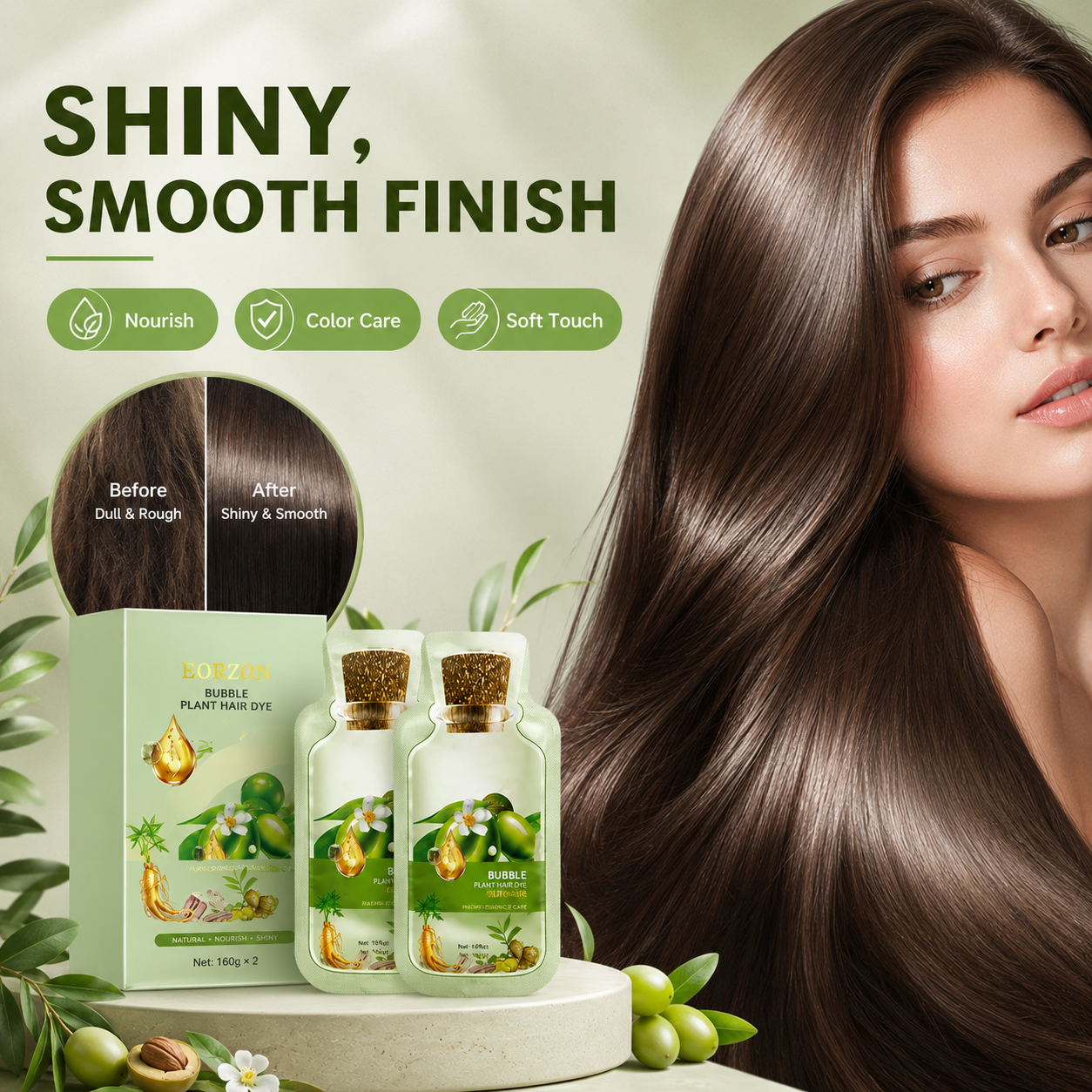 10 Mins Plant Bubble Hair Dye for Gray Coverage