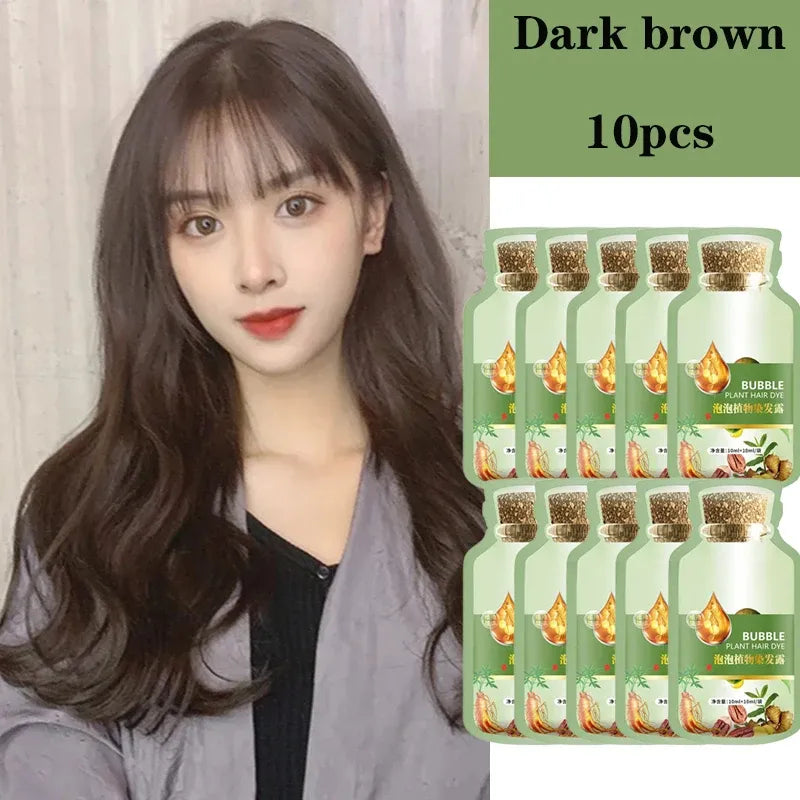 Tinte Capilar de Burbujas de Plantas para Cubrir las Canas en 10 Minutos
