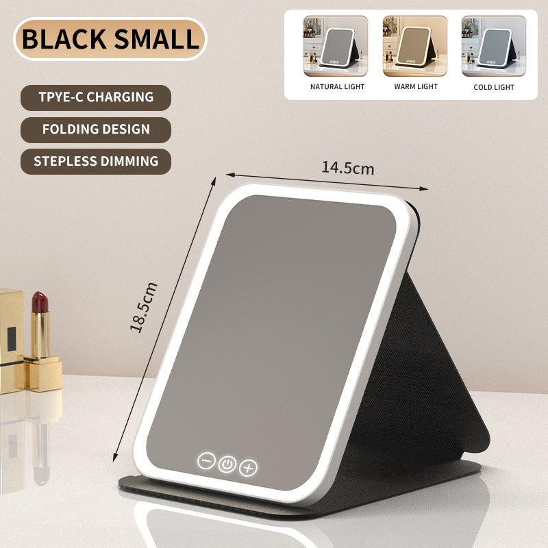 Foldable LED Lighted Makeup Mirror 3 Colors Dimmable