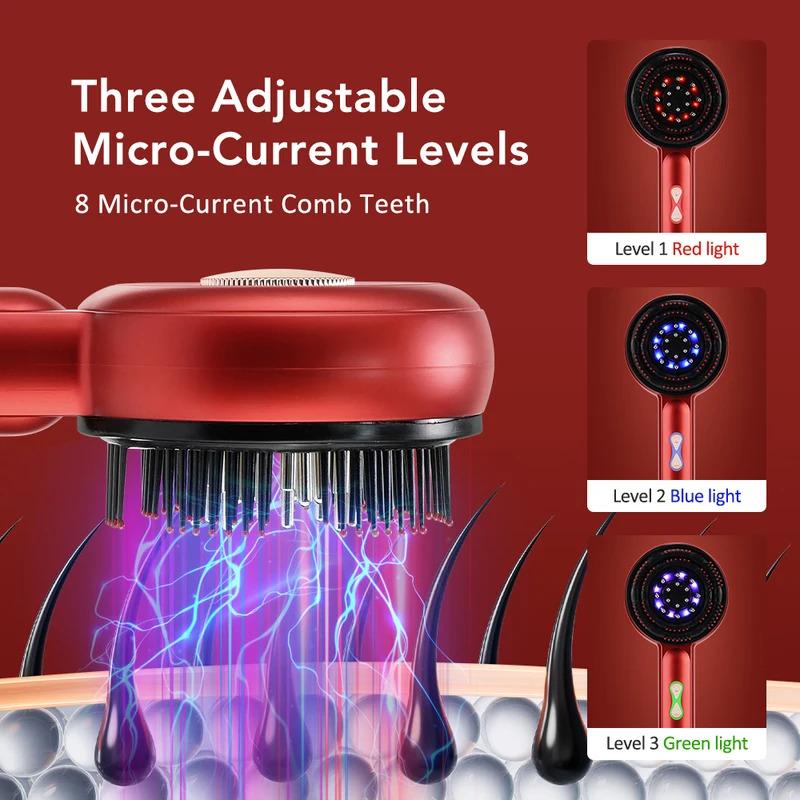 LED Light Electric Liquid Guide Scalp Massage Comb