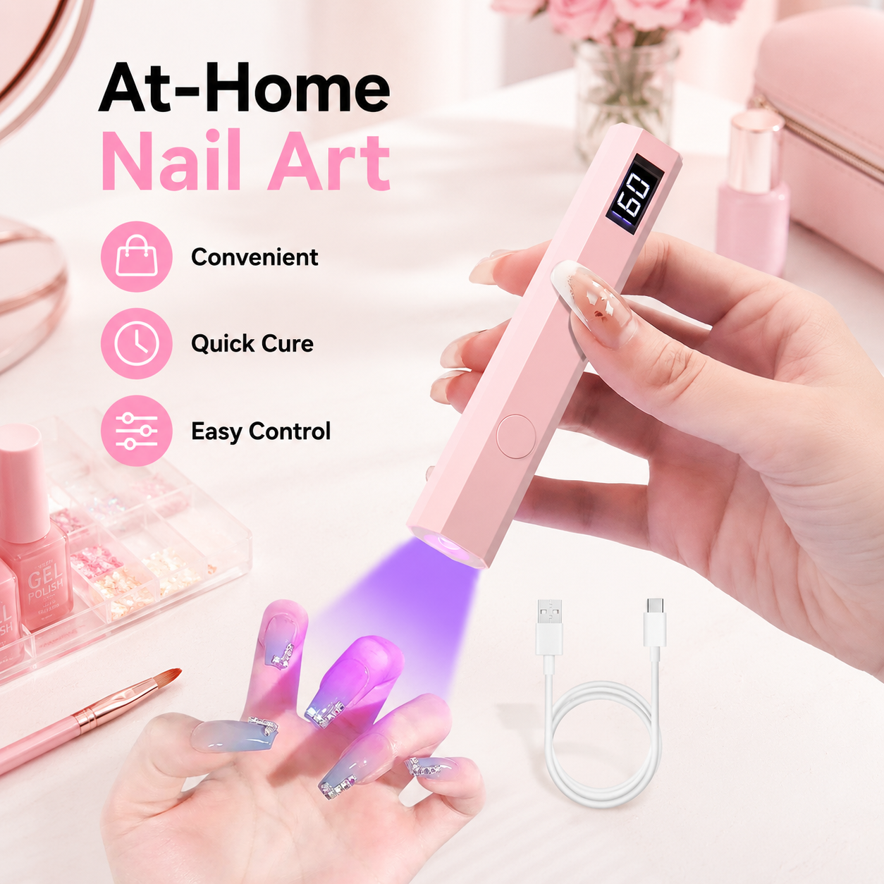 Portable USB Rechargeable UV LED Nail Lamp