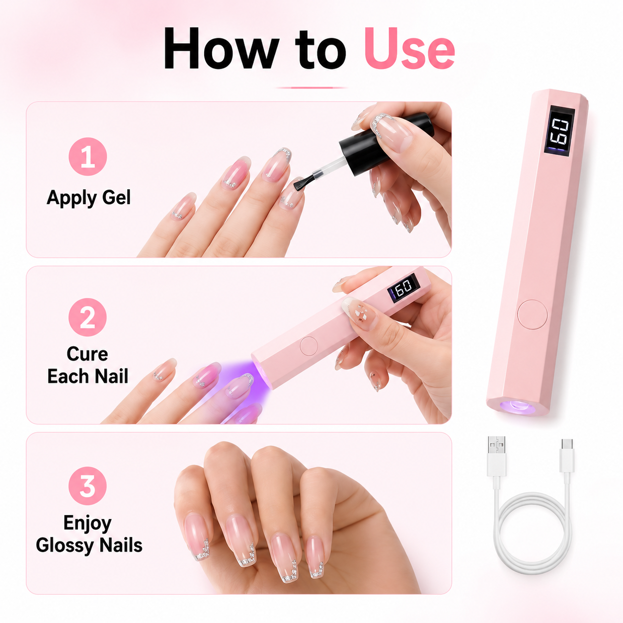 Portable USB Rechargeable UV LED Nail Lamp