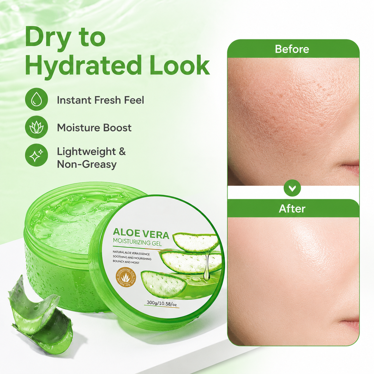 300g Gel Hidratante Calmante Natural de Aloe Vera