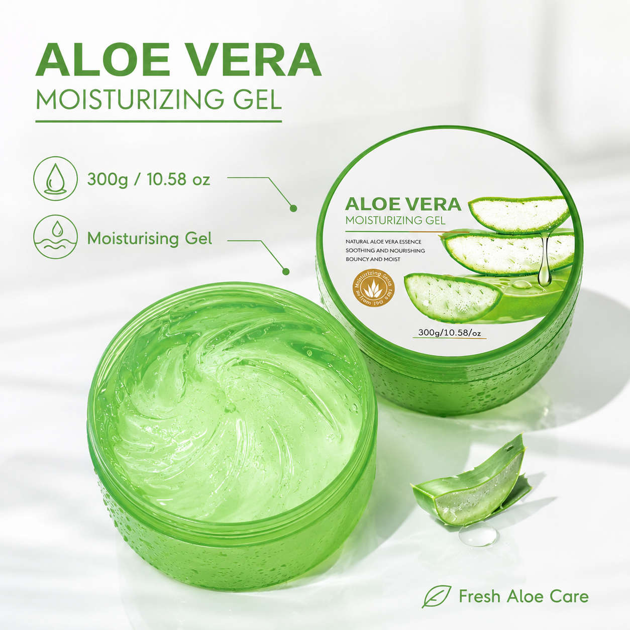 300g Gel Hidratante Calmante Natural de Aloe Vera