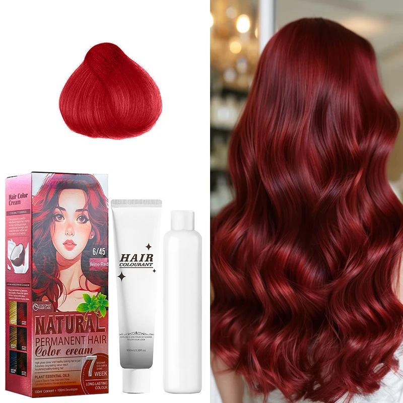 12 Shades Natural Permanent Hair Color Cream Kit