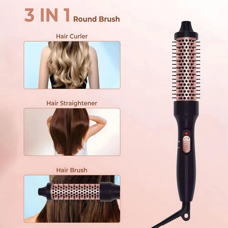 Portable Thermal Round Hot Brush,  Long Last Fluffy Hair Styling Comb