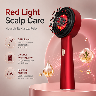 Peine de masaje capilar eléctrico de luz roja con aceite